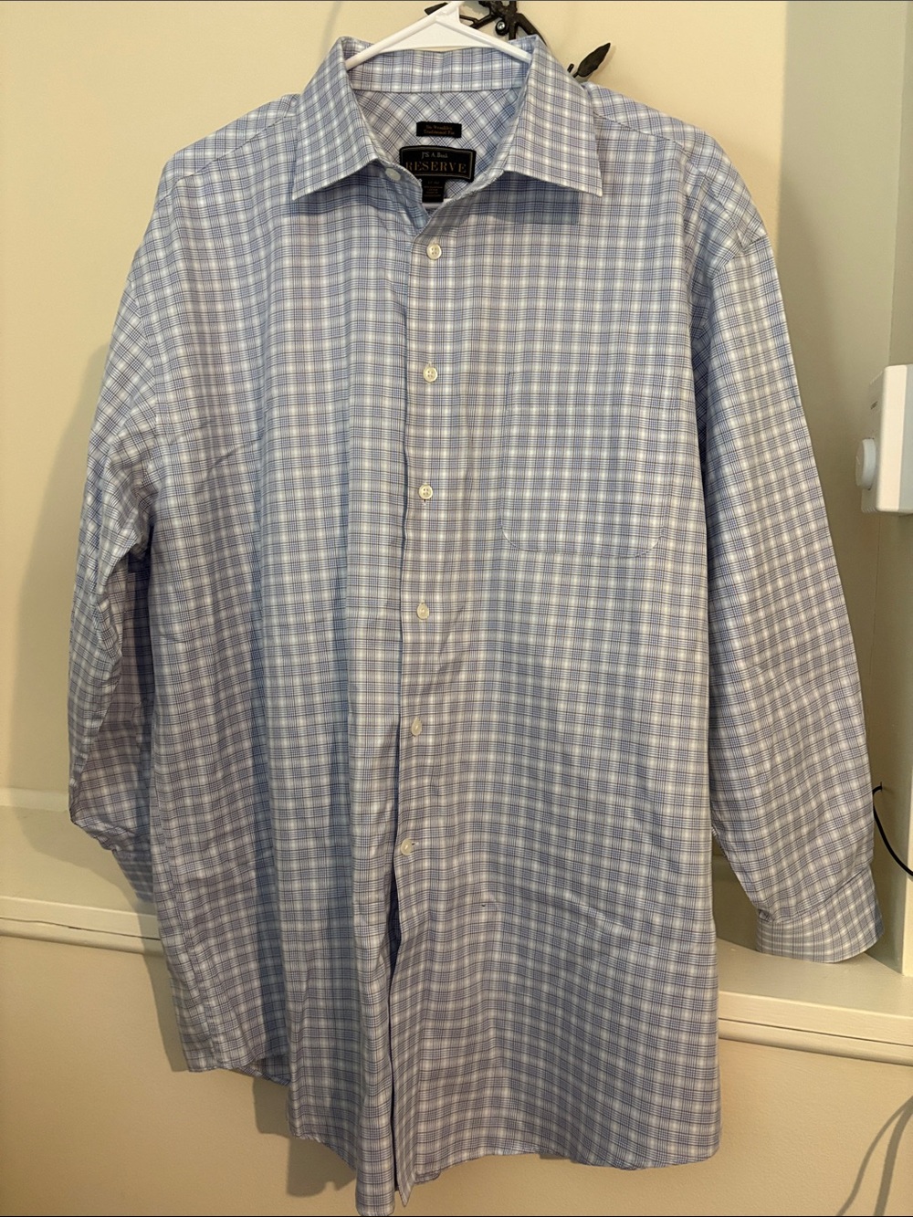 Jos. A. Bank Men’s Light Blue and White Checked Dress Shirt